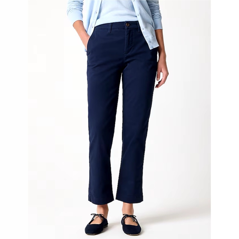 J. Crew Navy Blue High-Rise Girlfriend Chino Pants